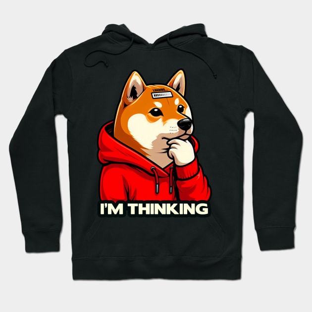 I'm Thinking meme Shiba Inu Dog Hoodie by Plushism